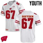 Youth Wisconsin Badgers NCAA #67 Jon Dietzen White Authentic Under Armour Stitched College Football Jersey AE31S77QZ